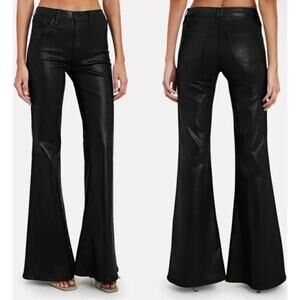 NWT L'agence High Rise Spencer Super Flare Coated Jeans Women's Black Size 28